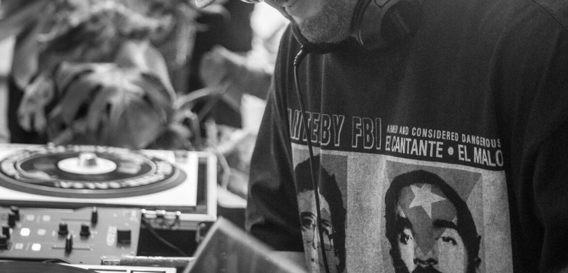 Photographs from the opening night of Carlos Solano’s solo exhibition “An Experience of Us” at WYN317 Gallery in Miami, moving from artwork on the walls and guests in conversation to a salsa jam at Toejam Backlot, ending with Solano painting live.