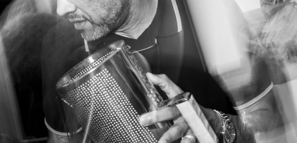 Photographs from the opening night of Carlos Solano’s solo exhibition “An Experience of Us” at WYN317 Gallery in Miami, moving from artwork on the walls and guests in conversation to a salsa jam at Toejam Backlot, ending with Solano painting live.