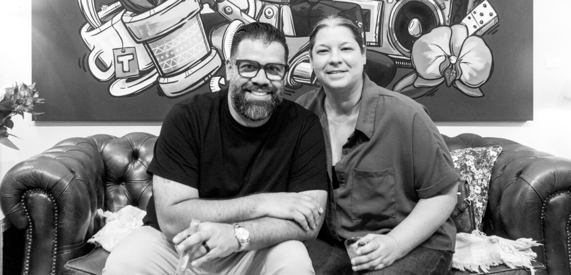 Photographs from the opening night of Carlos Solano’s solo exhibition “An Experience of Us” at WYN317 Gallery in Miami, moving from artwork on the walls and guests in conversation to a salsa jam at Toejam Backlot, ending with Solano painting live.